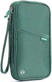RFID Travel Passport Wallet, Family Passport Holder with Hand Strap, RFID Blocking Credit Card Wallet for Men & Women, Trip Document Organizer by VanFn P.Travel Series (Nylon - Green)