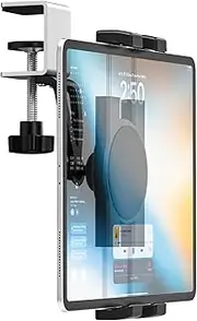 Kitchen Cabinet Tablet Mount Holder for 4.7"-13" Phone & iPad - Under Counter Tablet Holder Stand with Metal Clamp for Desk Shelf, Compatible iPad Pro/Air/Mini, Galaxy Tabs, iPhone, Tablets