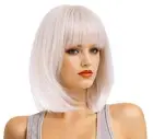 Creamy Champaign White Short Platinum Bob Wig with Bangs Ombre to Blonde Hair...