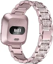 [GIMart] Compatible for Fitbit Versa Metal Strap Women Girls Bling Rhinestone Stainless Steel Replacement Watch Wrist Band Accessories Bracelet for Fitbit Versa 2/Versa Lite/Versa SE