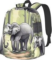 [vacsAX] Walking elephant School Backpack Rucksack Large Capacity Back Pack with Front Pocket Lightweight School Bags