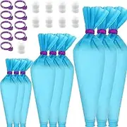 Reusable Piping Bags Silicone Pastry Bags, Large Cake Decorating Bags Icing Piping Bags, Baking Supplies Cake Decorating Tools Kit with 3 Sizes (12”+14”+16”) Frosting Bags, 9 Couplers & 9 Ties
