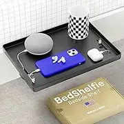Bedshelfie Bedside Shelf, Bunk Bed & Top Bunk, Clip On Nightstand, Bed Side Table Tray Organizer, Dorm Room Decor, College Dorm Essentials - Cable Catch, Black