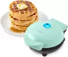 Mini Waffle Maker - 4” Waffle Mold, Nonstick Waffle Iron (Aqua)
