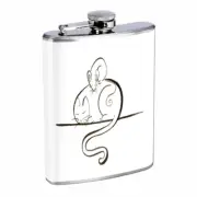 Cat & Mouse Em10 8oz Stainless Steel Flask Drinking Whiskey Liquor
