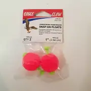 11, 2 packs of Eagle Claw 1" Float, Unweighted Foam Round Snap On Floats, Bobber