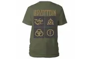 Led Zeppelin - Gold Symbols in Black Square Unisex Small T-Shirt - Green