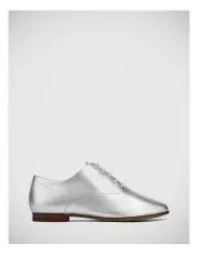 [Wittner] Alanna Metallic Leather Lace Up Flat in Silverware
