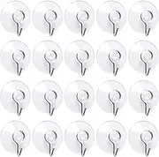 Suction Cup Hooks 20pcs 40mm Transparent Sucker Hook for Kitchen Bathroom Door Ceiling Detachable Reusable Suction Hooks No Scratch Waterproof (20) (20pcs)