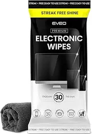 EVEO Electronic Wipes Screen Cleaner-TV Screen Cleaner Wipes, Computer Screen Cleaner, Laptop Screen Cleaner, ipad & Monitor Cleaner, TV Cleaner Screen Cleaning Wipes - [30 Wipes + Microfiber Cloth ]