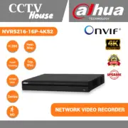 NVR5216 Dahua 4K 16CH 12MP 16PoE Ports HDD 6TB
