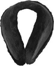 [Beavorty] Unisex Winter Adjustable Knitted Ear Muffs with Faux Fur Lining for Outdoor Use Cozy Ear Warmers for Men and Women Fits Black
