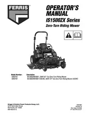Ferris Zero-Turn Riding Mower IS1500ZX - Owner’s Manual & Operating Instructions
