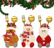 Christmas Silverware Holder Pockets | Tableware Storage Bag,Set of 3 Christmas Flatware Holder, Elk Tableware Cutlery Pockets for Decor