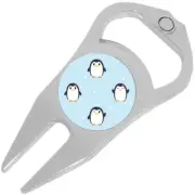 Penguin Pattern Golf Ball Marker Divot Repair Tool Bottle Opener
