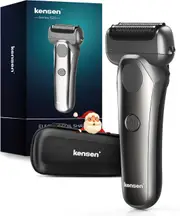 Electric Razor for Men, kensen Men's Double Speed Foil Electric Razor, Wet/Dry IPX6 Waterproof Electric Shavers for Men with Pop-up Beard Trimmer, Cordless Rechargeable Mens Razor