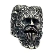 925 sterling silver Biker Rock Capricorn Greek mythology Paine men's large Ring
