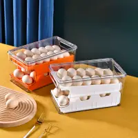 在飛比找蝦皮購物優惠-雞蛋收納盒滑動雙層大容量雞蛋收納盒冰箱飲料收納滾動透明雞蛋