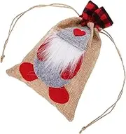 BRIGHTFUFU Christmas Drawstring present Bag Gnome Pattern Reusable Candy Storage Bag for Holidays Cloth Material Versatile Xmas present for Presents and Treats