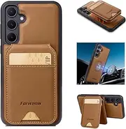 [YocoverTech] for Galaxy A35 5G Case Wallet with Card Slots,2 in 1 Detachable Magnetic Cover Card Holders PU Leather RFID Blocking Kickstand for Samsung Galaxy A35 5G Flip Case-Brown