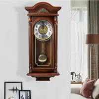 在飛比找樂天市場購物網優惠-掛鐘 時鐘 歐式實木掛鐘 客廳中式復古石英鐘 表整點報時鐘 
