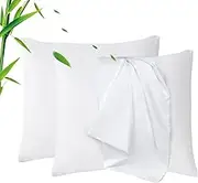 LINENOVA European Pillowcase Set of 2, Cooling Rayon from Bamboo Pillow Cases, 2000 TC Ultra Soft & Breathable Envelope Pillow Cover, Moisture-Wicking for Hot Sleepers(White, 65 * 65cm)