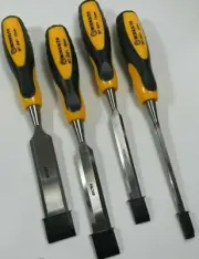 WORKSITE CR-V Steel 4 Piece Wood Chisel Set 1/4''1/2" 3/4" 1" Fiberglass Handle