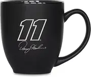 Rico Industries NASCAR Racing Denny Hamlin 15oz Laser Engraved Matte Black Ceramic Bistro Mug - for Hot or Cold Drinks