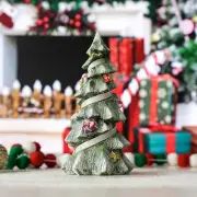 Christmas Tree Table Decorations, 10" White Glittered Xmas Pine Trees, Winter Sn