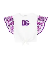 [Dolce & Gabbana Kids] Dolce & Gabbana Kids DG Majolica sequined cotton T-shirt Y 14 purple