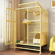 Large Cat Cage with 360° Rotating Casters, DIY Cat Enclosures with Hammock, Tray and Ladders, Cat Playpen for Small Animals, Diy Metal Wire Grid Cage ( Color : A , Size : 30.7*21.7*42.5"/78*55*108cm )