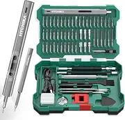HYCHIKA BETTER TOOLS FOR BETTER LIFE Mini Electric Screwdriver, 67 in 1 Precision Screwdriver Set, Rechargeable, LED Light, 52 Magnetic Bits, Repair Tool Kit for Computer Phone Camera