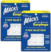Macks Pillow Soft Silicone Earplugs Value Pack, 6-Count (Pack of 2)