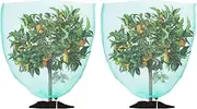 uxcell 2-Pack Garden Plant Netting, 2.3 x 3.3 Feet Fruit Trees Bird Netting W Drawstring for Protect Plant Flower from Bird Eating Blueberry Bush Netting Cover [Green]