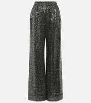 [Dolce & Gabbana] Dolce & Gabbana Sequined high-rise wide-leg pants AU 10 grey