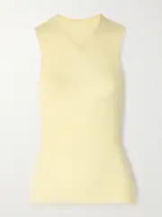 [KHAITE] KHAITE - Renato Ribbed Wool-blend Jersey Tank - Yellow - small small Yellow
