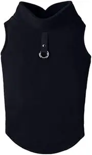 Gooby - Fleece Vest, Small Dog Pullover Fleece Jacket with Leash Ring, Black, Large