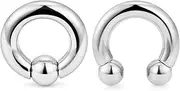 [Cisyozi] 10G 8G 6G 4G 2G 0G 00G Septum Rings Ear Gauges Earrings Hoops 316L Surgical Steel PA Ring Internally Threaded Horseshoe Spring Action Captive Bead Ring CBR Body Piercing Jewelry for Women Men