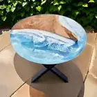 Handmade Epoxy Coffee Table Top Round Acacia Wood table Inspired by River Design