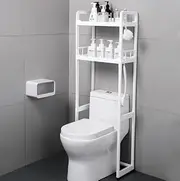 HOLGVE Over The Toilet Storage Cabinet, Freestanding Bathroom Organizer Rack with Shelves, Toilet Storage Rack Shelf, Toilet Storage Cabinet for Laundry Restroom, Hotel(53.9in/137cm)