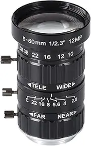 Zowietek 5-50mm 12MP C-Mount Low Distortion Zoom Lens, with C-CS Adapter, for Zowietek POV Camera/ZowieCAM CS Mount Model, IMX477 Raspberry Pi HQ Camera, Industrial Telescope Lens