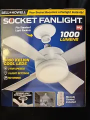 Bell + Howell Socket Fan Indoor White Socket Ceiling Light Fan w/ Remote