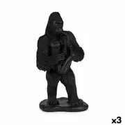 Decorative Figure Gorilla Saxophone Black 15 x 38.8 x 22 Cm 3 Units