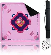 QAZWQAZ Mahjong Mat Neoprene (33"x33") Noise Reduction Non-Slip, American Mahjong Table Mat with 3 Dice & Carrying Bag, Mah Jongg Mats for Table, Poker, Card, Dominoes, Tile & Board Games (Pink)