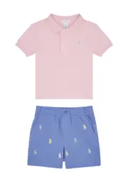 Polo Ralph Lauren Kids Cotton Polo Shirt and Shorts set (6-24 Months) - Pink - 12 Months (12 Months) 12 MONTHS (12 months)
