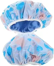 WOONEKY Elegant Heart Pattern Bath Cap Lightweight Comfortable Quick Absorption Hair Care Bonnet for Women Girls