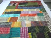 old unique antique batik handmade patchwork size 52" x 68" quilt