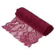 7.1 Inch Wide 3 Yard Lace Ribbon Floral Pattern Dark Red Lace Trim Ribbon