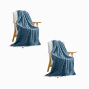 SOGA 2X Blue Throw Blankets – Thick Double-Sided Fleece