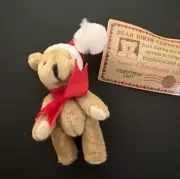 Avon Christmas Bear Pin 1997 With Birth Certificate Box Posable Bear Brooch/Pin